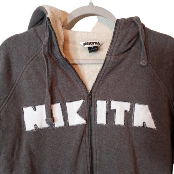 Nikita Snowboarder Street Wear Gray Sherpa Hoodie Jacket S - Picture 3 of 12